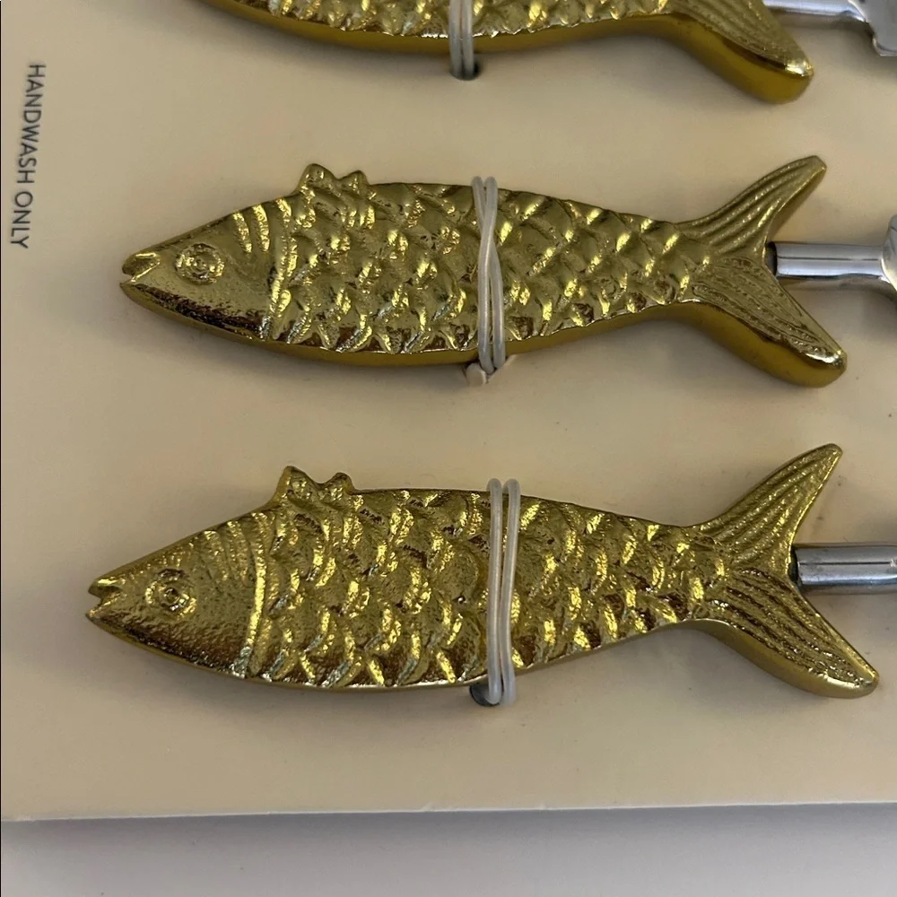 BKP‎ Designs Gold Fish Handle Spreaders Set of 4 New!